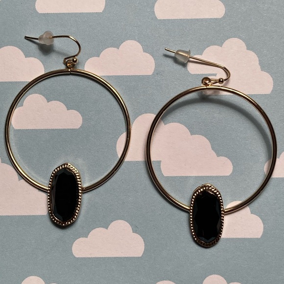 Black & Gold Drop Earrings - Picture 2 of 2